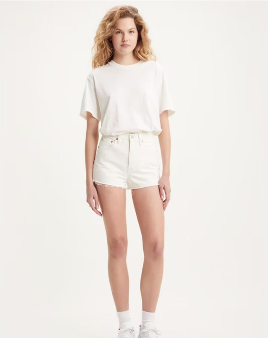 Women Levis Denim Shorts | Ribcage Short-White Stonewash