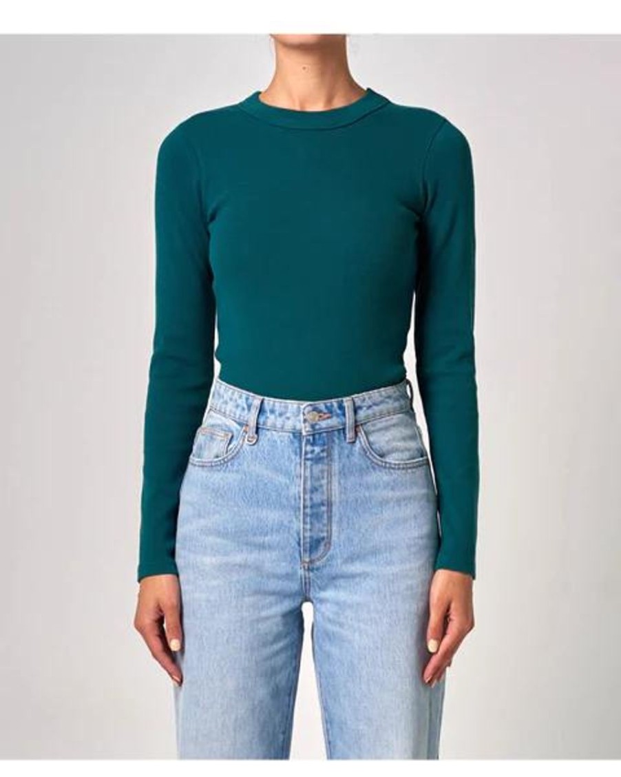 Women Neuw Denim Tops | Neuw Denim Jonesy Long Sleeve Top-Deep Jade