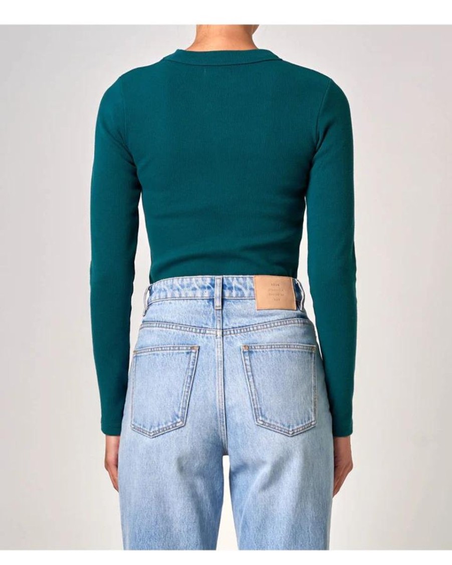 Women Neuw Denim Tops | Neuw Denim Jonesy Long Sleeve Top-Deep Jade