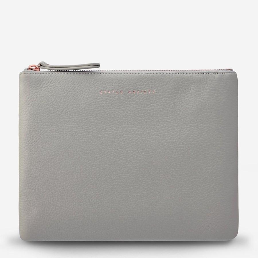 Women Status Anxiety Wallets & Pouches | Status Anxiety Fake It Clutch-Light Grey