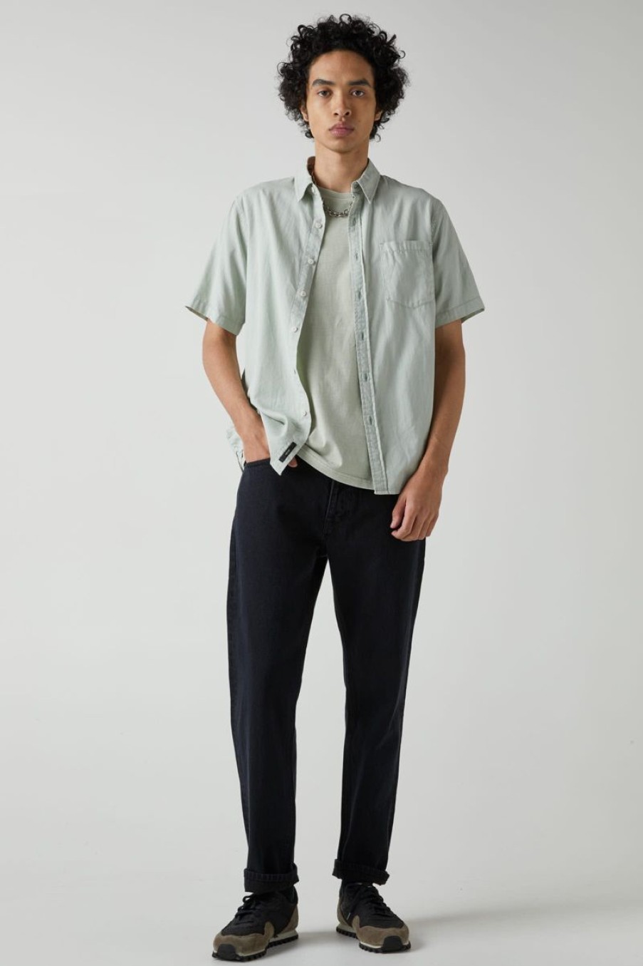 Men Neuw Denim Shirts | Everyday Hb Ss- Organic Washed Sage