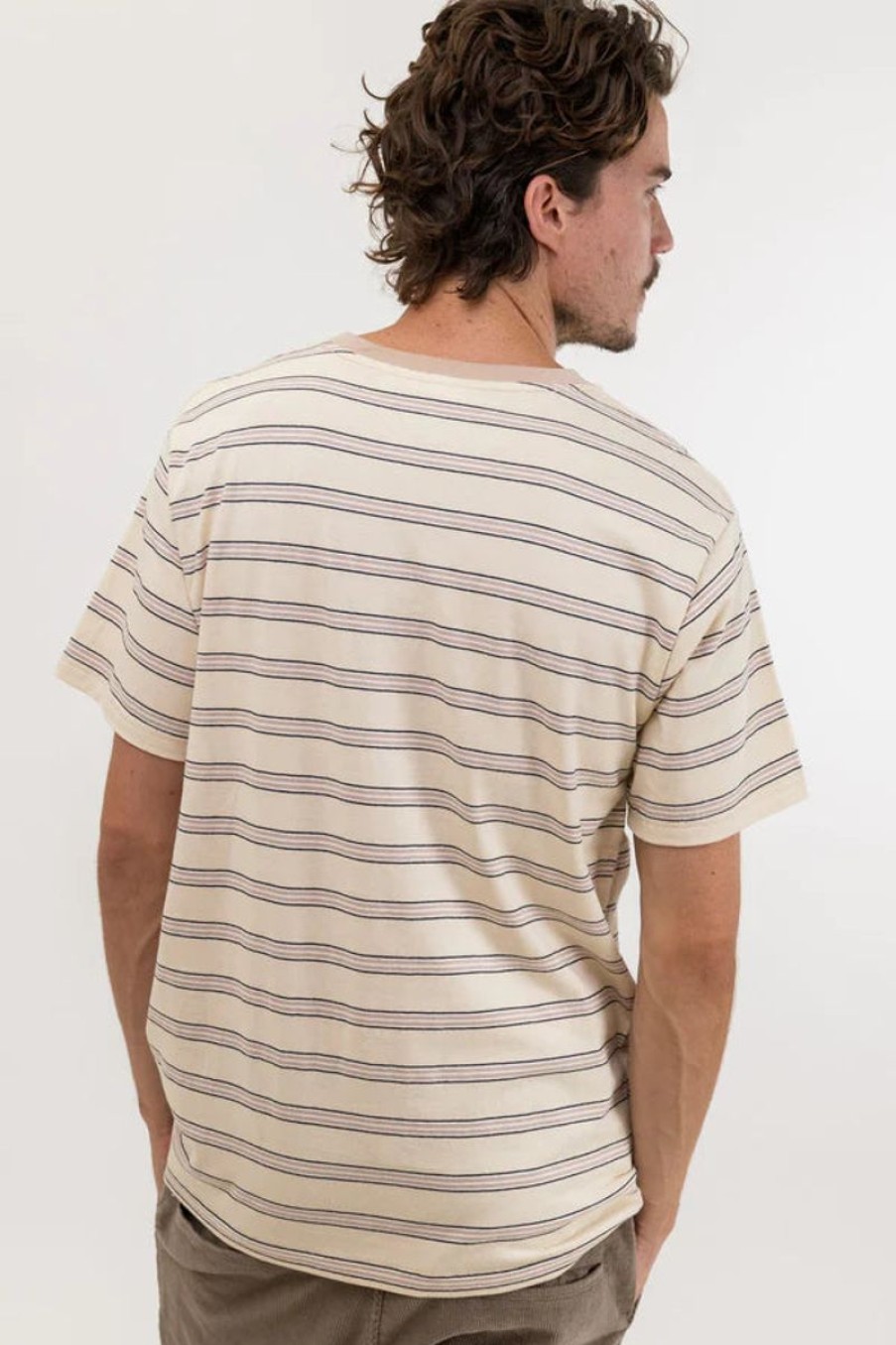 Men Rhythm Tees | Everyday Stripe Short Sleeve Shirt-Ecru