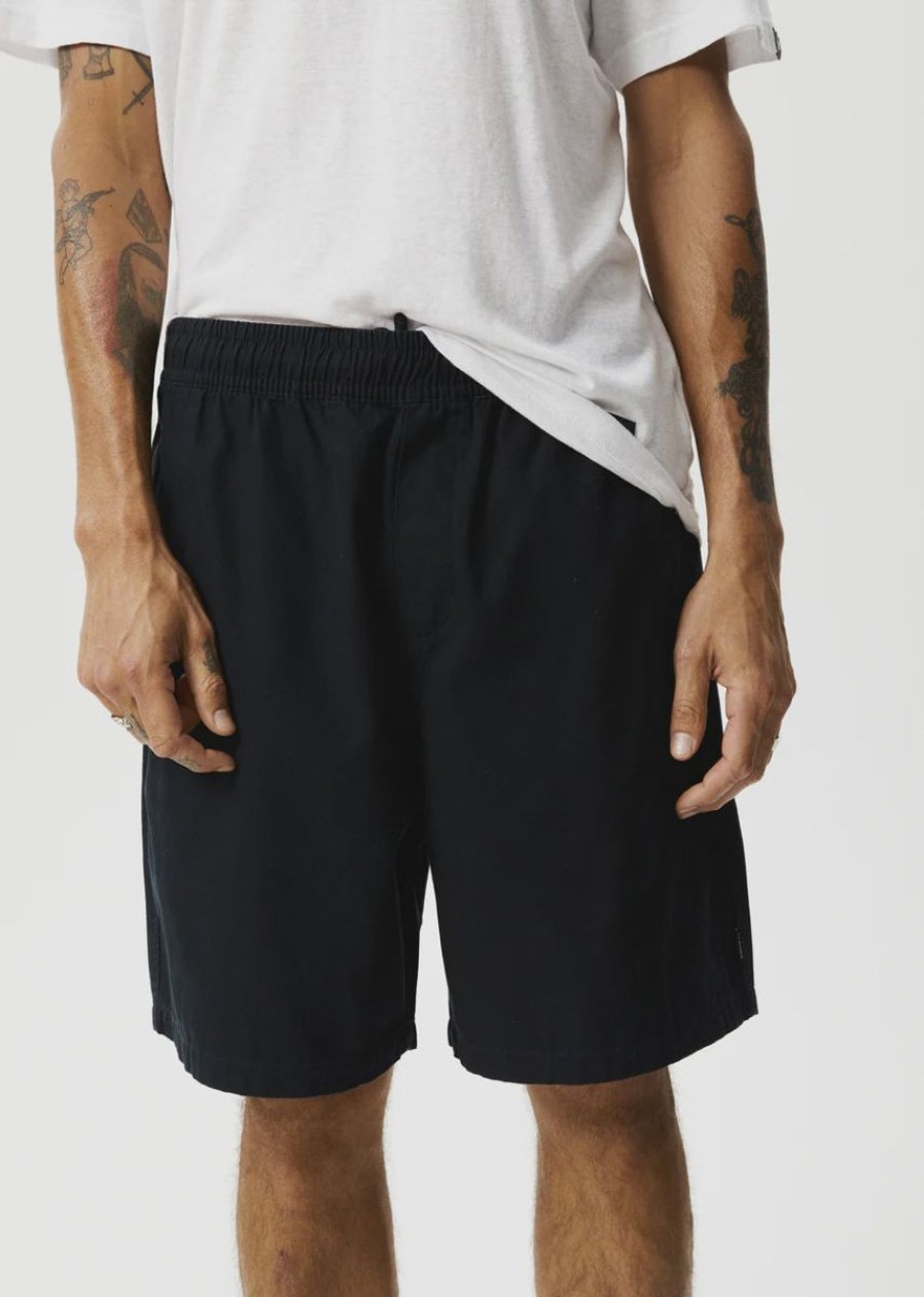 Men Afends Shorts | Afends Ninety Eights Recycled Baggy Elastic Waist Shorts-Black