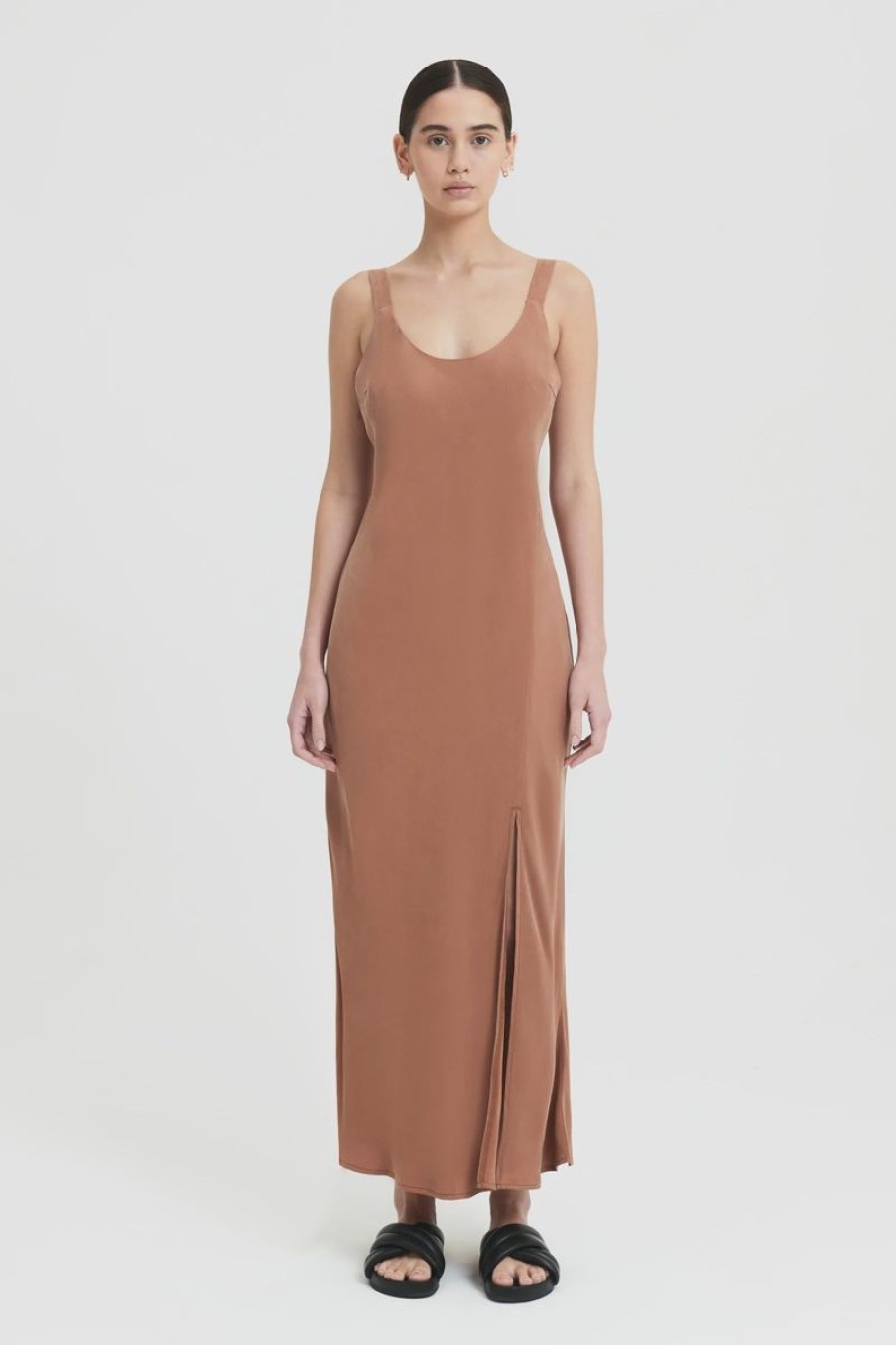 Women Nude Lucy Dresses | Harlow Cupro Slip Dress-Terracotta