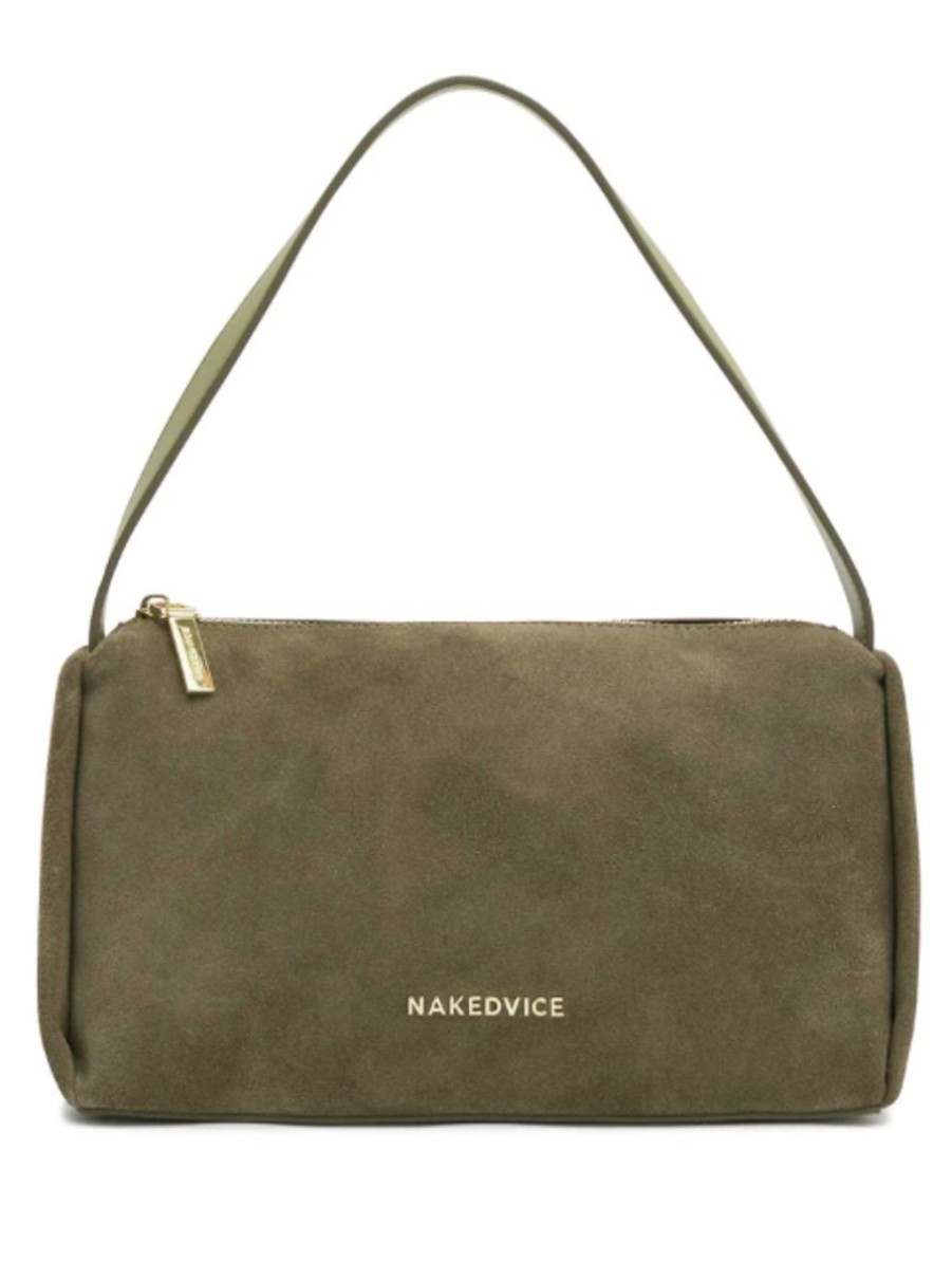 Women Nakedvice Bags | Nakedvice The Joan Suede Moss Bag- Moss/Gold