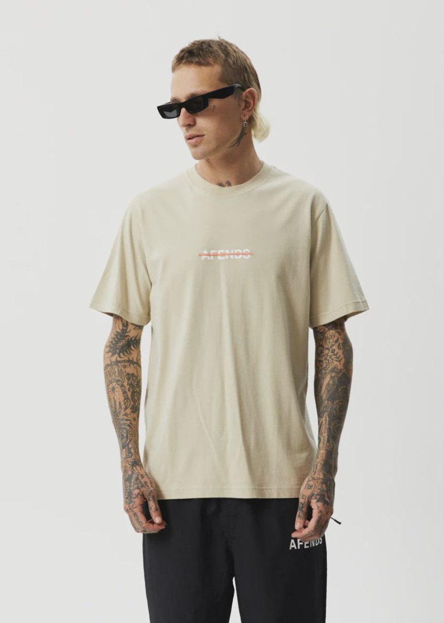 Men Afends Tees | Liquid Retro Logo T-Shirt- Cement