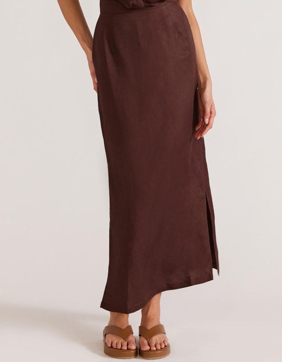 Women Staple the Label Skirts | Staple The Label Haven Midi Skirt- Espresso