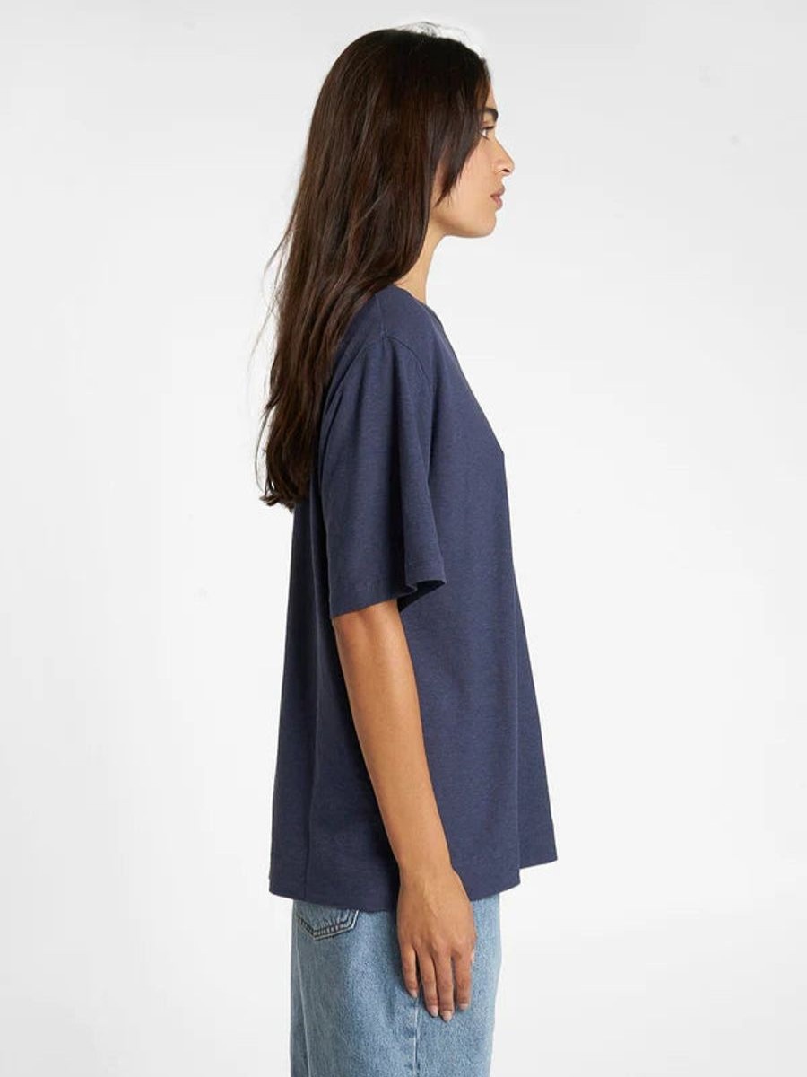 Women THRILLS Tees | Thrills Wishes Come True Hemp Box Tee- Station Navy