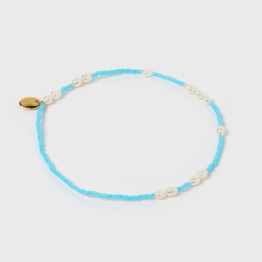 Women Arms Of Eve Jewellery | Arms Of Eve Poppy Pearl & Glass Beaded Anklet-Turquoise