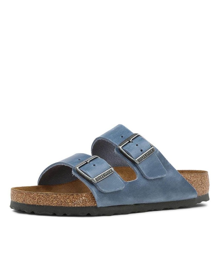 Footwear Birkenstock Arizona | Birkenstock Arizona Sfb Dusty Blue Oiled Leather Narrow