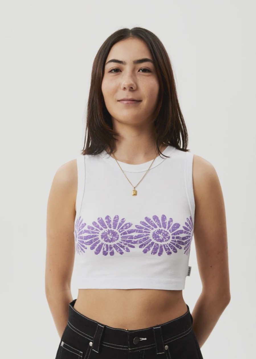 Women Afends Tops | Afends Daisy Cropped Singlet-White