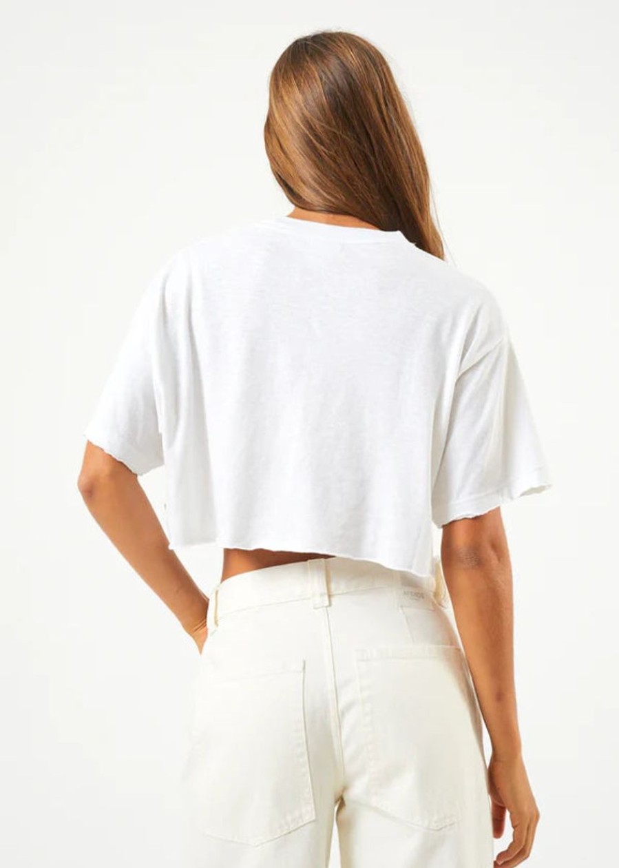 Women Afends Tees | Slay Hemp Cropped Oversize Tee- White