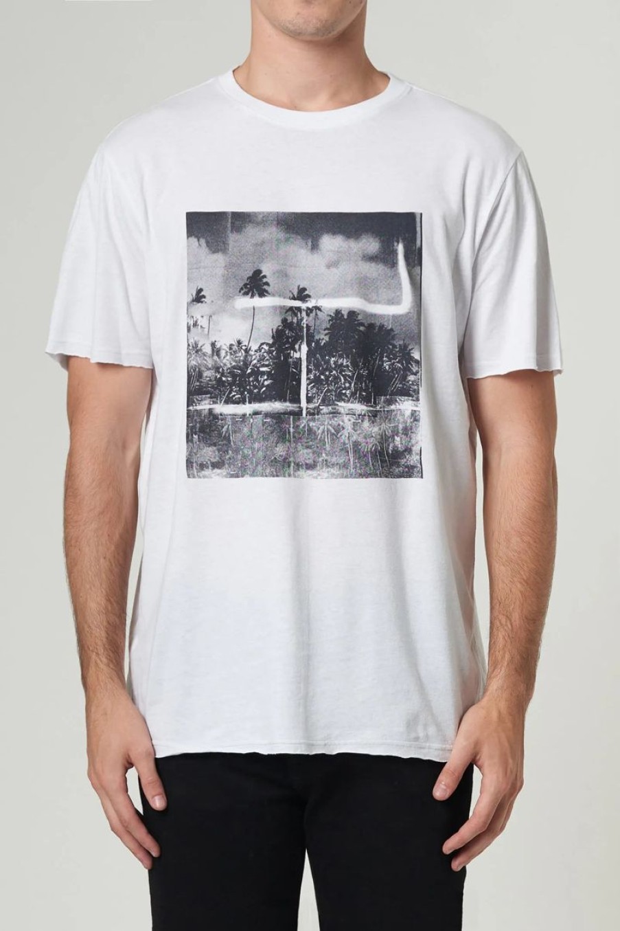 Men Neuw Denim Tees | Neuw Denim Graaf Linen Art Tee-White