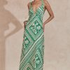 Women MØN RENN Dresses | Mon Renn Losas Midi Dress- Emerald Tile