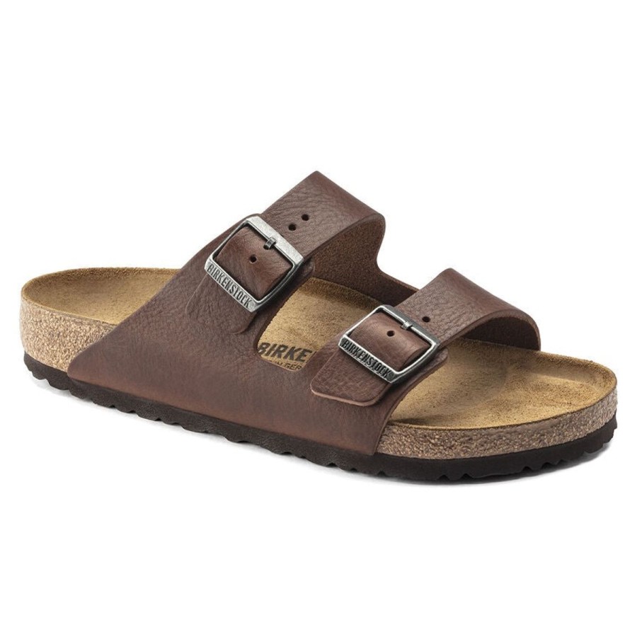 Footwear Birkenstock Arizona | Birkenstock Arizona Vintage Wood Roast Natural Leather Narrow