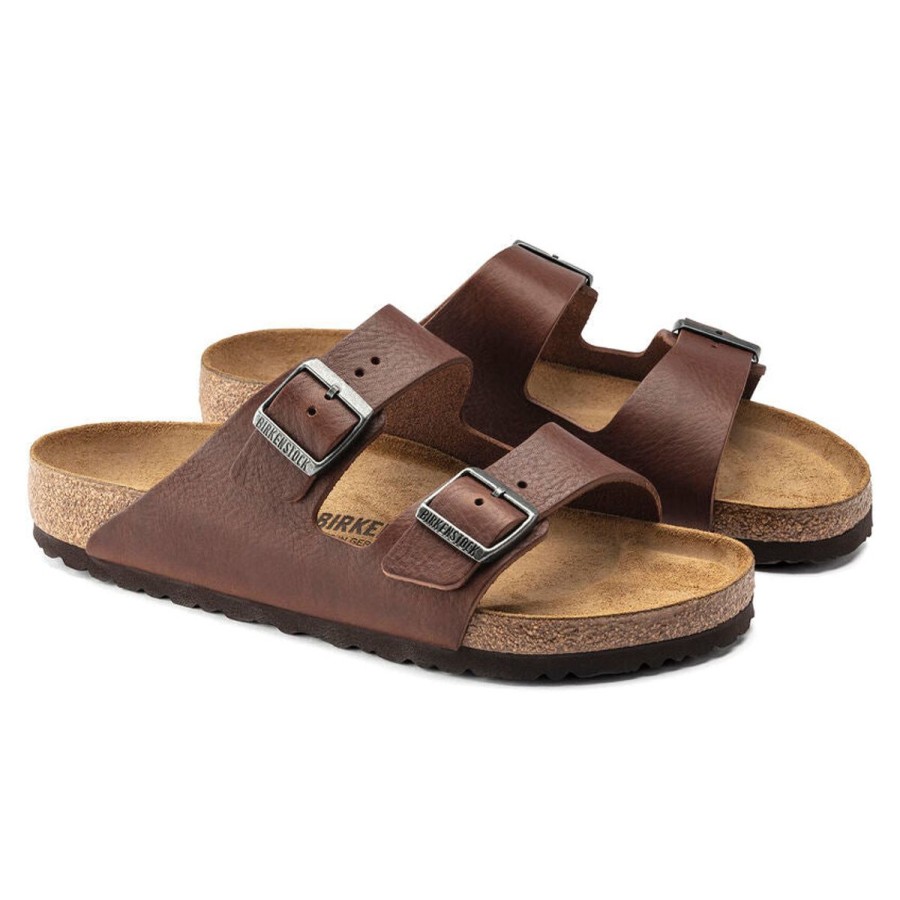 Footwear Birkenstock Arizona | Birkenstock Arizona Vintage Wood Roast Natural Leather Narrow