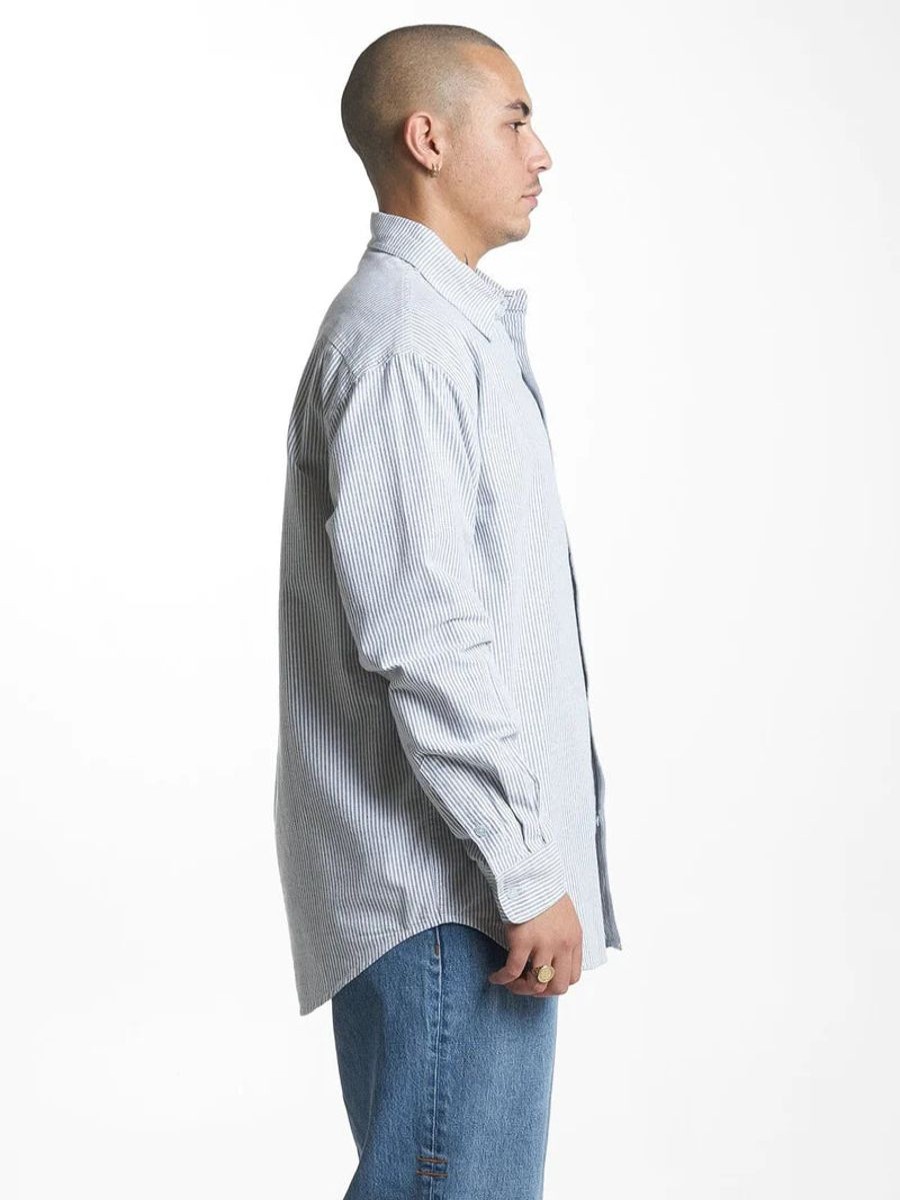 Men THRILLS Shirts | Thrills Occasions Long Sleeve Shirt-Olive Night Stripe