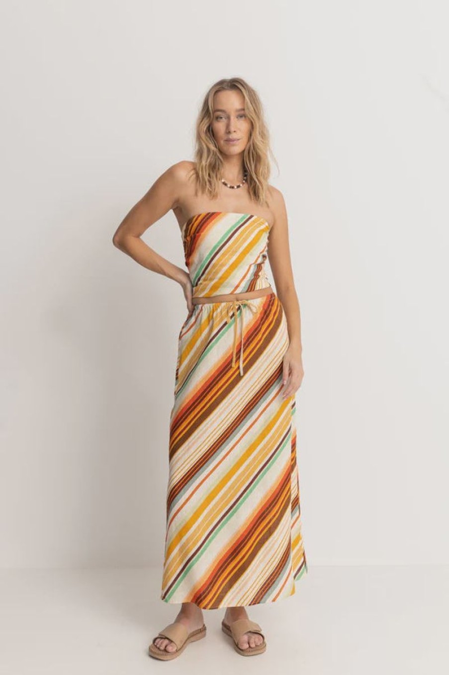 Women Rhythm Skirts | Rhythm Viva Stripe Maxi Skirt-Natural