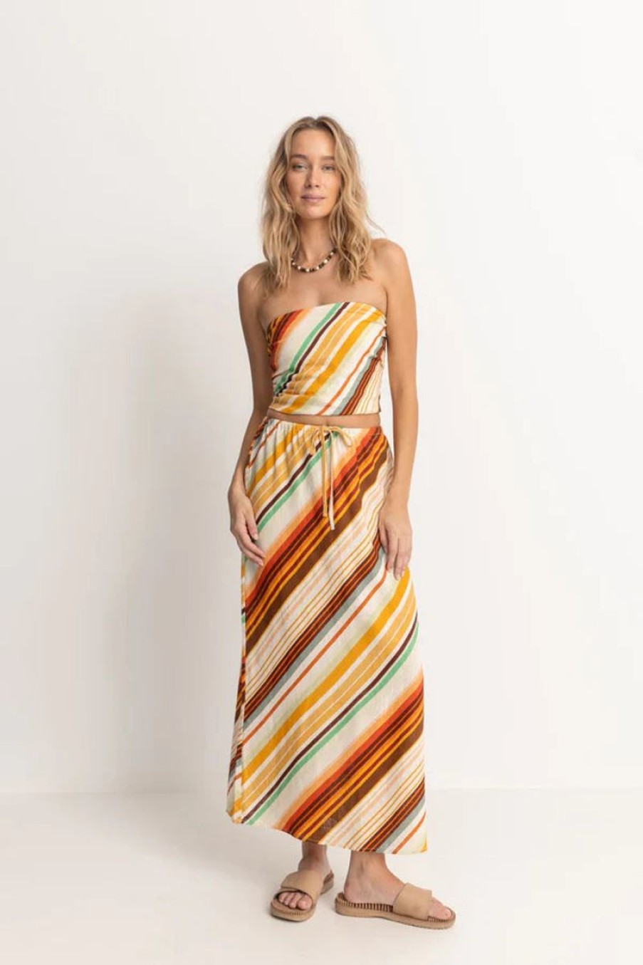 Women Rhythm Skirts | Rhythm Viva Stripe Maxi Skirt-Natural