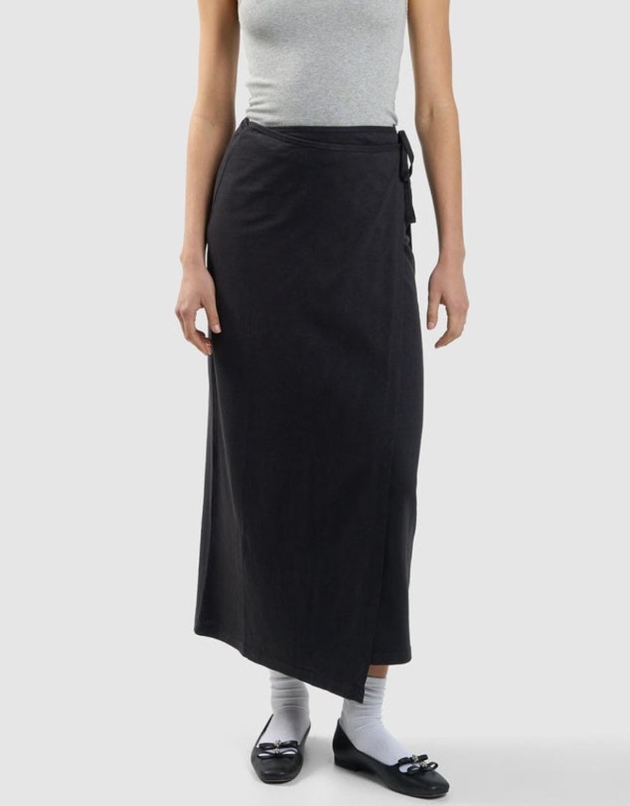 Women THRILLS Skirts | Thrills Hemp Wrap Skirt- Black