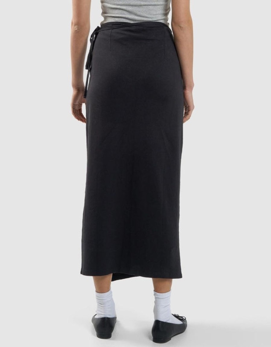 Women THRILLS Skirts | Thrills Hemp Wrap Skirt- Black