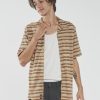 Men THRILLS Shirts | Los Thrills Stripe Bowling Shirt-Stone