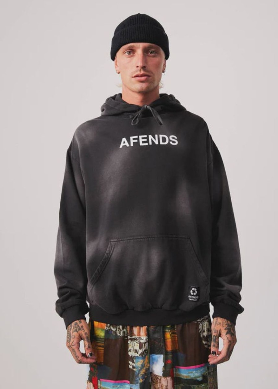 Men Afends Jumpers | Millions Recycled Pull On Hood-Worn Black