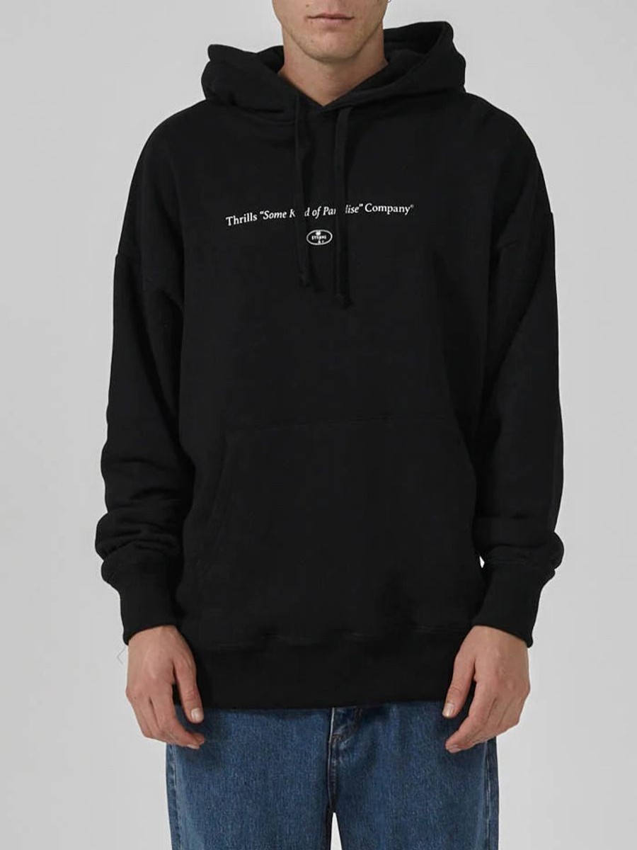 Men THRILLS Jumpers | Some Kind Of Paradise Slouch Pull On Hood-Black