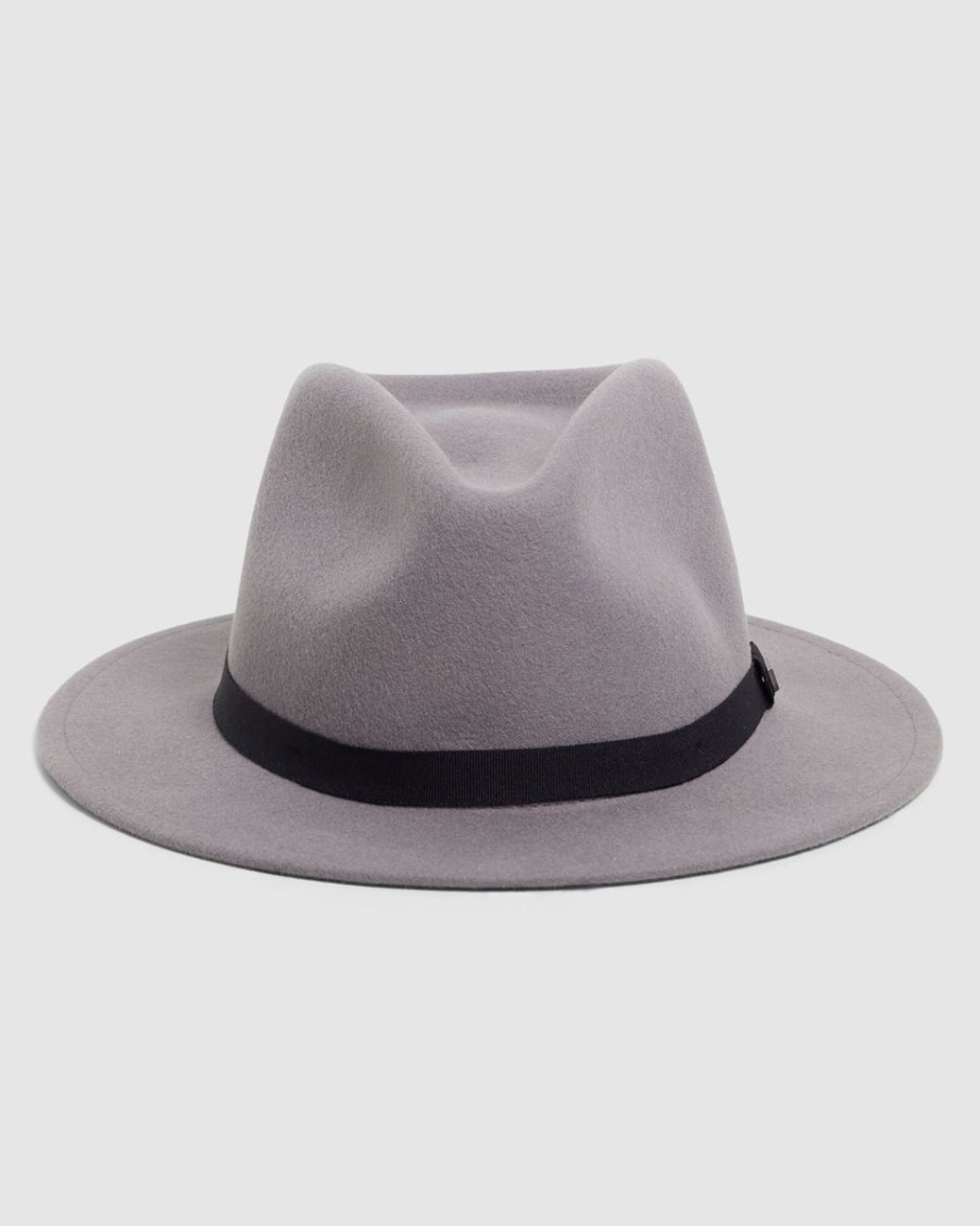 Women Brixton Hats | Messer Packable Fedora- Grey