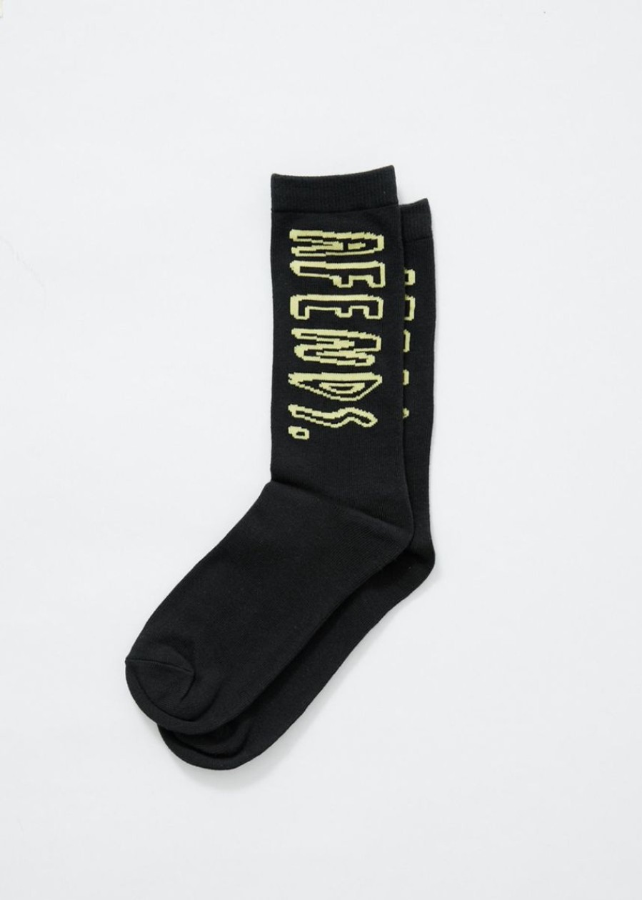 Women Afends Socks | Rip In Recycled Crew Sock- Charcoal