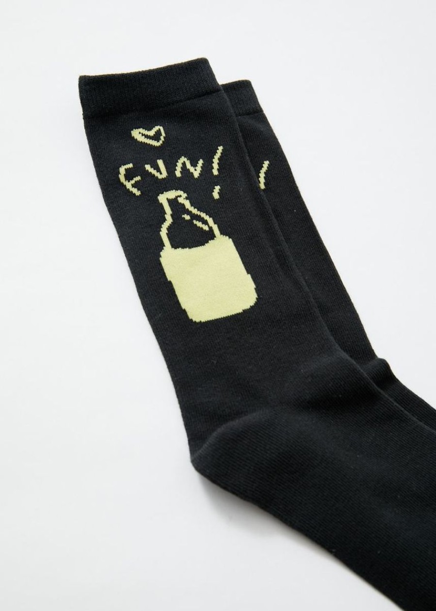 Women Afends Socks | Rip In Recycled Crew Sock- Charcoal