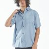 Men THRILLS Shirts | Hemp Minimal Thrills Short Sleeve Shirt-Steel Blue