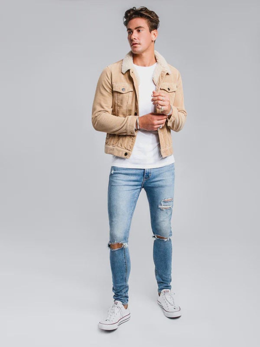 Men ABrand Jeans | A Dropped Skinny Turn Up-Scuzz Blues