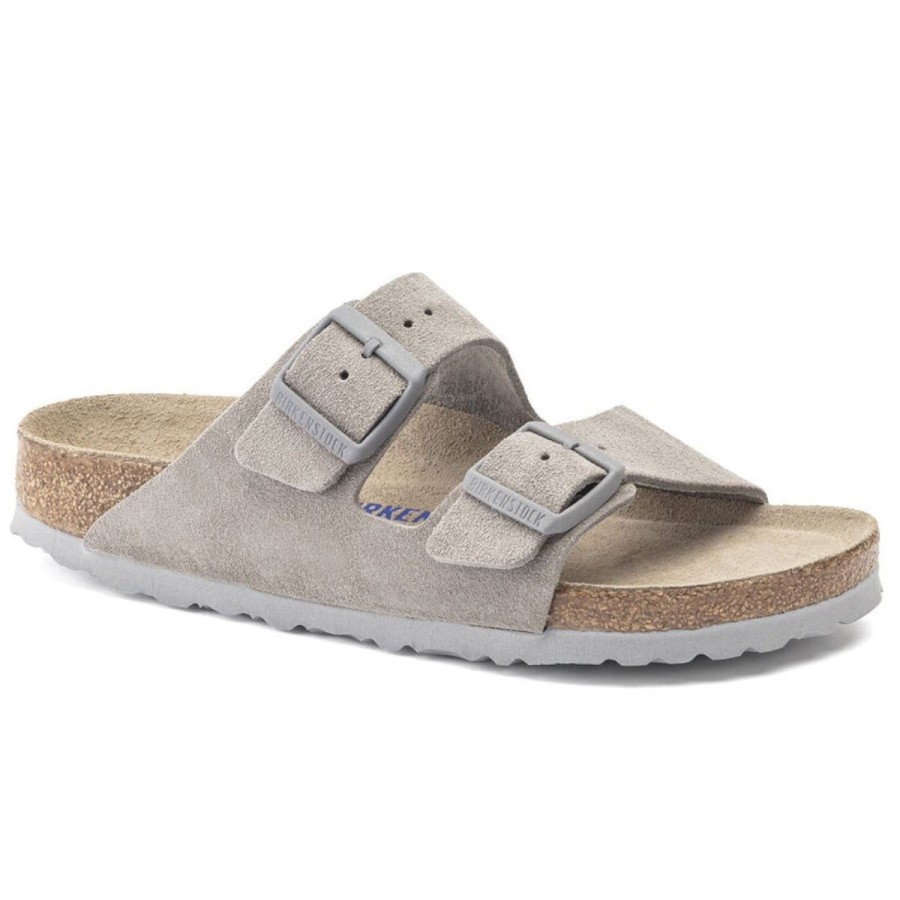 Footwear Birkenstock Arizona | Birkenstock Arizona-Sfb Suede Leather-Stone Coin Suede Grey Sole Regular