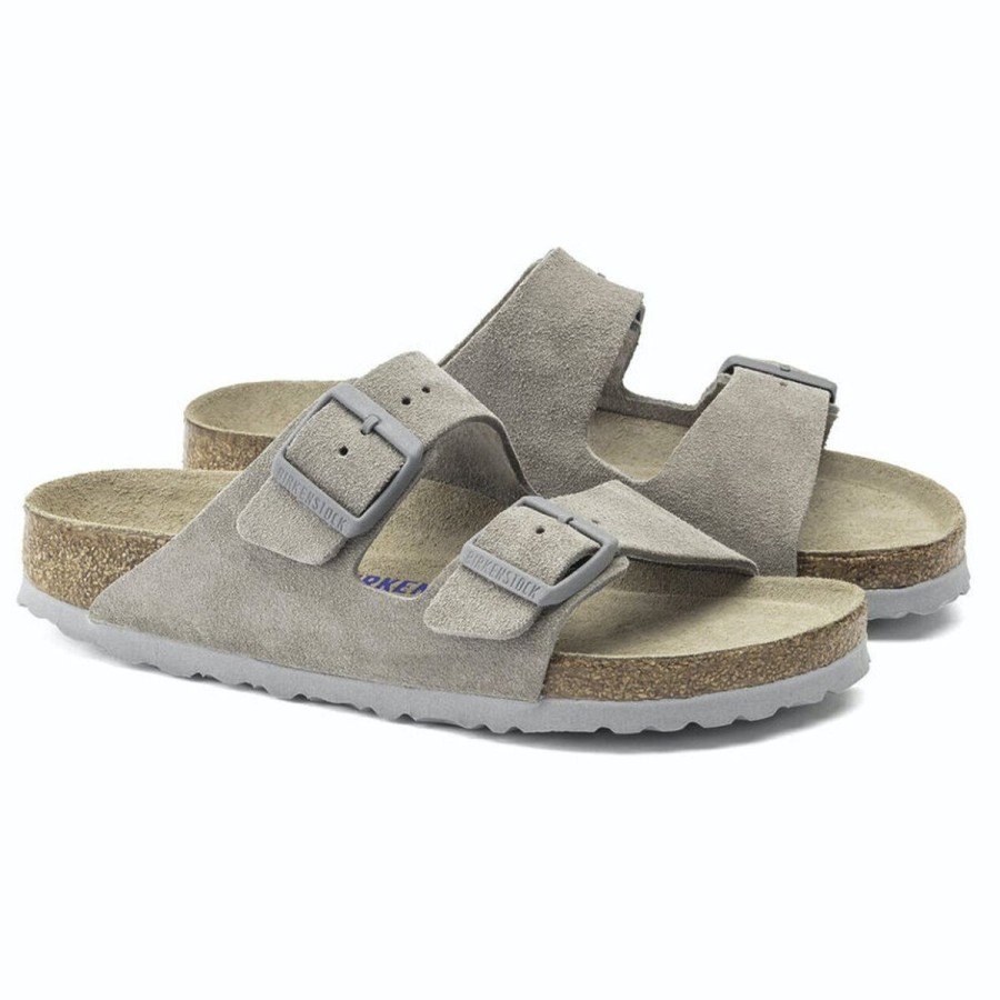 Footwear Birkenstock Arizona | Birkenstock Arizona-Sfb Suede Leather-Stone Coin Suede Grey Sole Regular