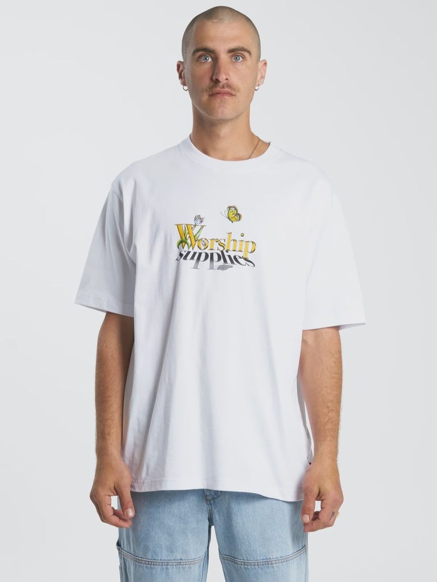 Men Worship Tees | Worship Supplies Flutterby Tee-White