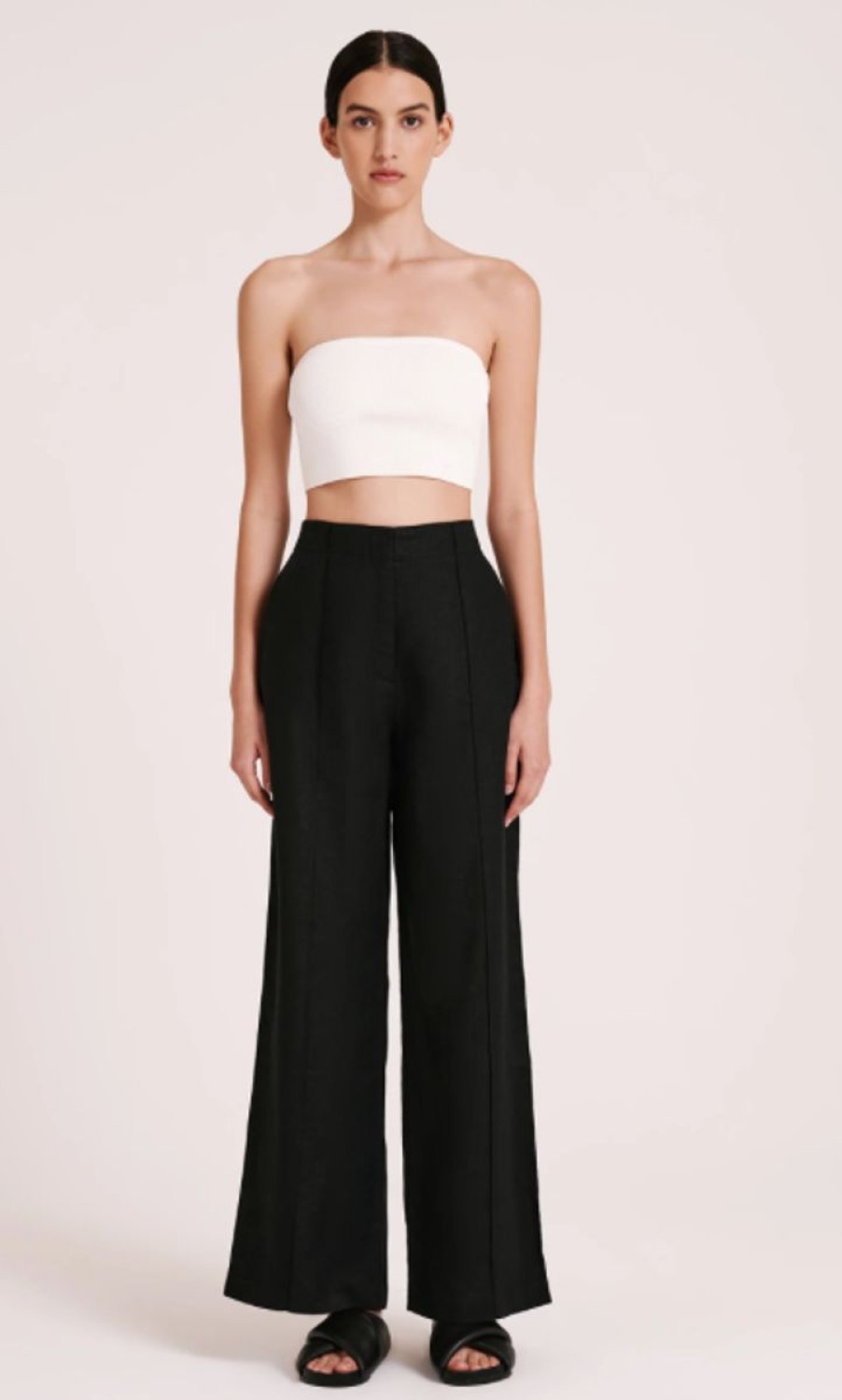 Women Nude Lucy Pants | Nude Lucy Amani Tailored Linen Pant- Black