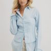 Women Sovere Shirts And Blouses | Sovere Alter Combo Bodice Shirt-Soft Blue