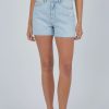 Women Dr Denim Denim Shorts | Dr Denim Nora Denim Shorts-Stream Light Worn Raw Hem