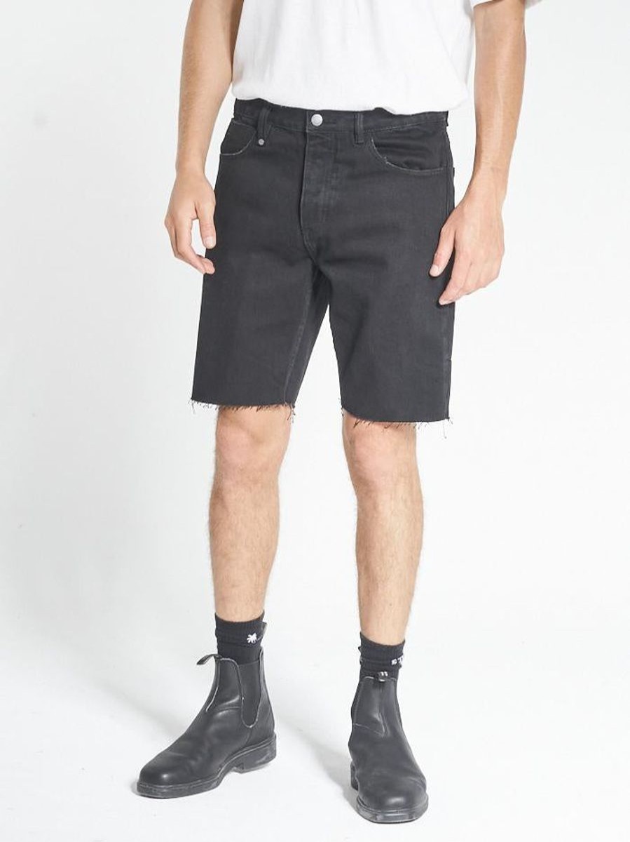 Men THRILLS Denim Shorts | Chopped Denim Short-Black Rinse