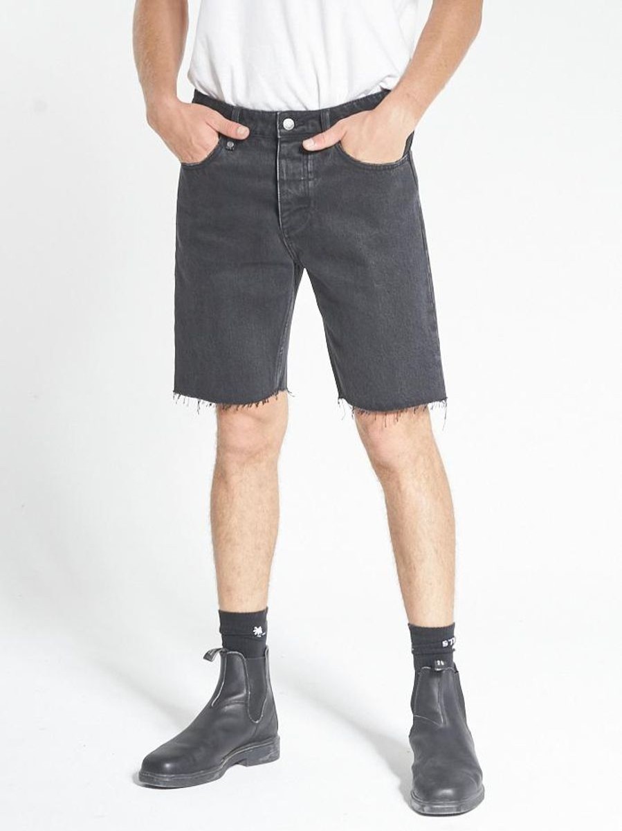 Men THRILLS Denim Shorts | Chopped Denim Short-Black Rinse