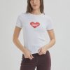 Women Rollas Tees | Rolla'S Baby Rib Tee I Heart-White