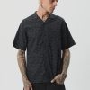 Men Afends Shirts | Underworld Cuban Short Sleeve Shirt- Black