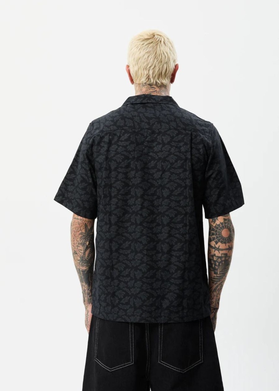 Men Afends Shirts | Underworld Cuban Short Sleeve Shirt- Black