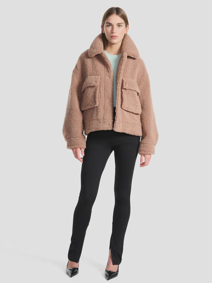 Women Ena Pelly Jackets, Coats & Blazers | Ena Pelly Emery Faux Fur Bomber Jacket-Hazelnut