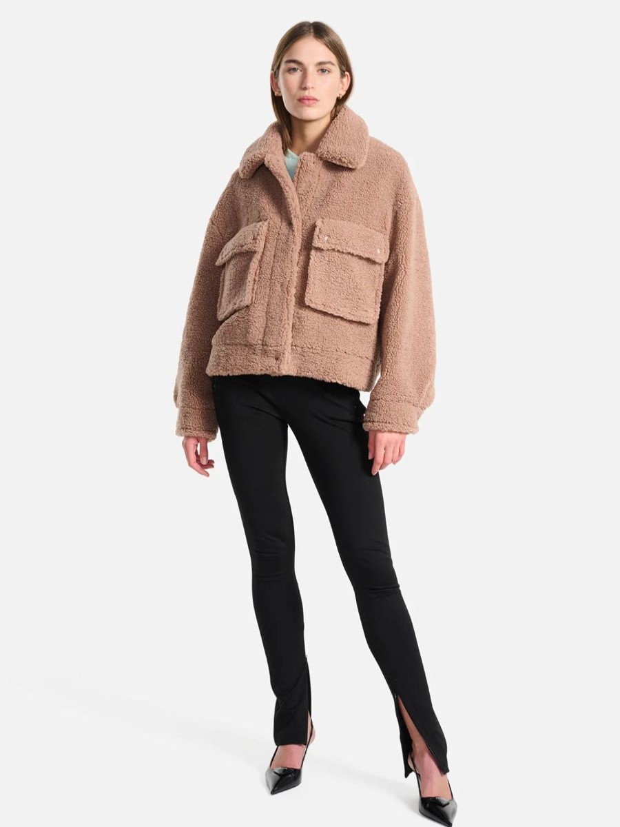 Women Ena Pelly Jackets, Coats & Blazers | Ena Pelly Emery Faux Fur Bomber Jacket-Hazelnut