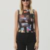 Women Afends Tops | Afends Under Pressure Recycled Sheer Tank-Black