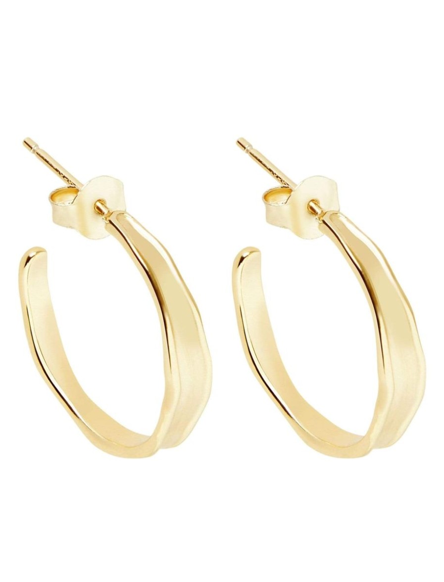 Women Pastiche Jewellery | Rippling Stream Hoops- Gold