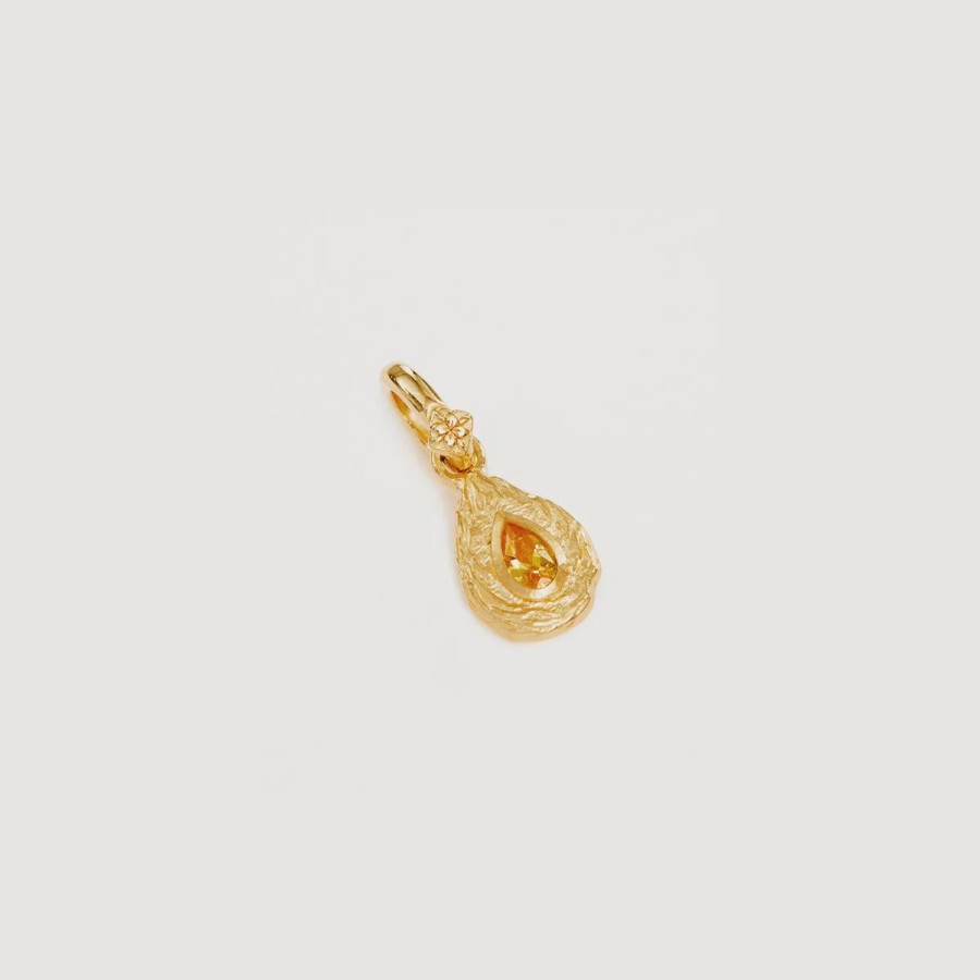 Women By Charlotte Jewellery | By Charlotte With Love Birthstone Annex Link Pendant-November/Citrine-18K Gold Vermeil