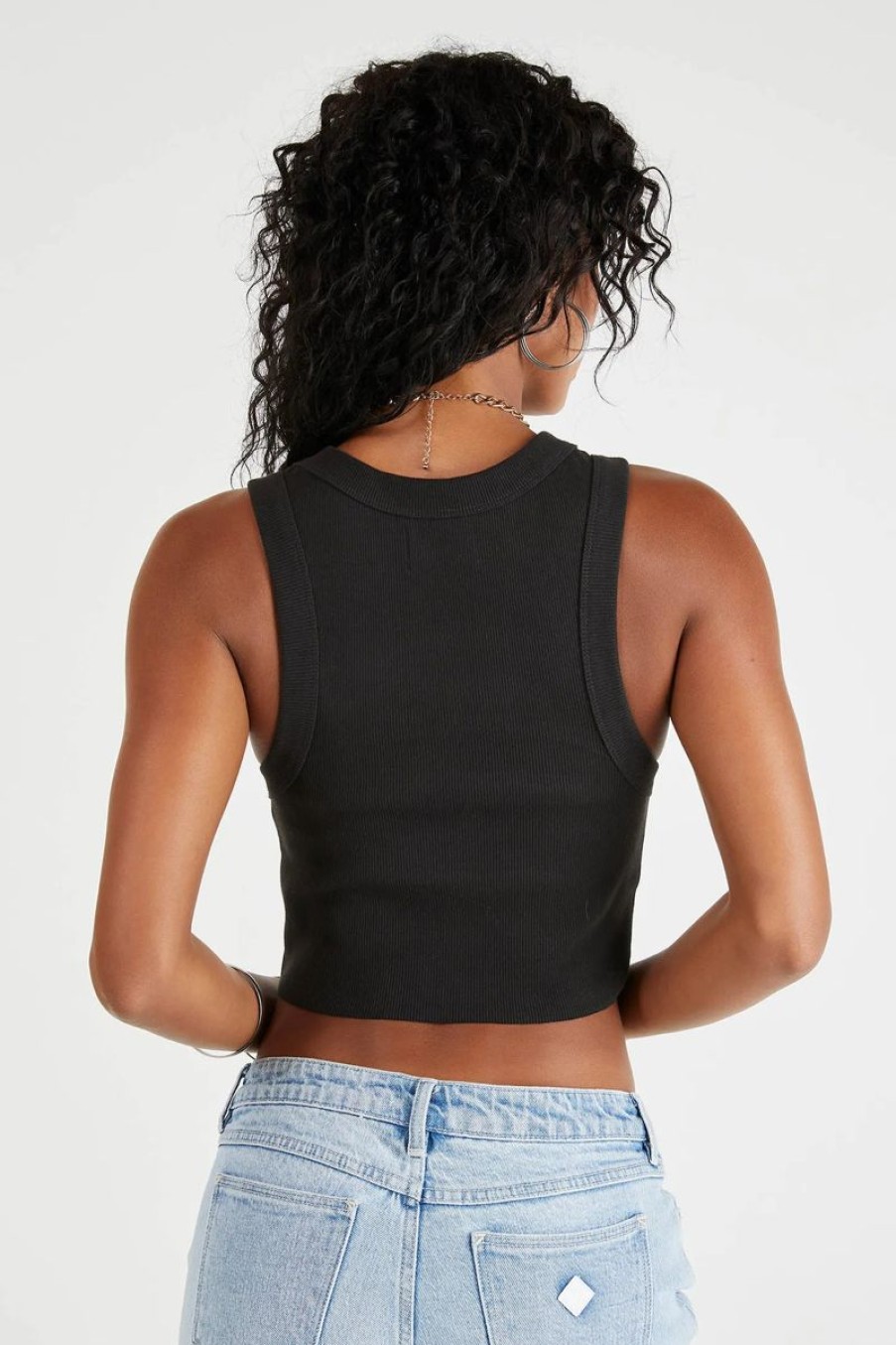 Women ABrand Tops | A Heather Singlet-Black